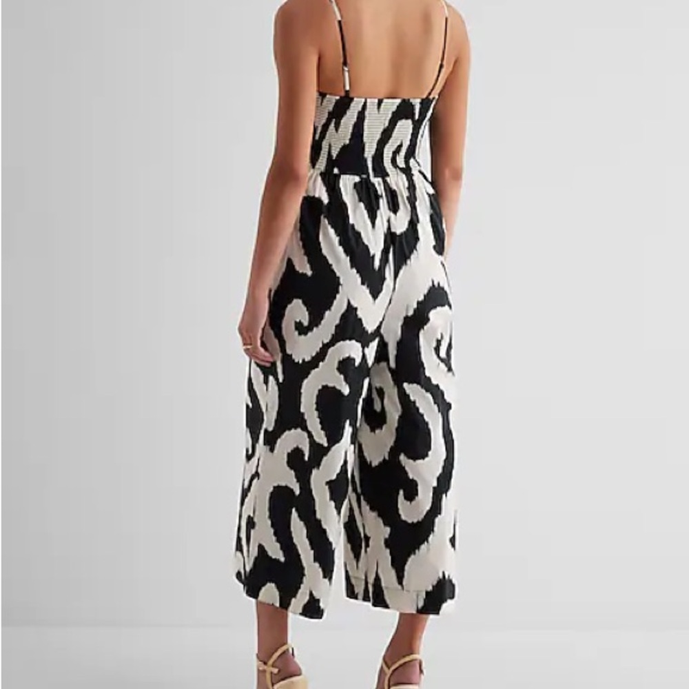 Express Black and White Abstract Jumpsuit with Spaghetti Straps - Picture 2 of 4